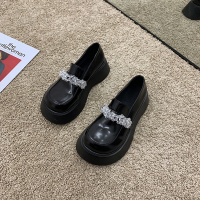 枫述单鞋女2021春季新款英伦风小皮鞋春秋百搭粗跟圆头中跟日系乐福鞋