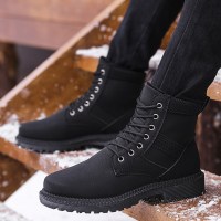 枫述秋季马丁靴男高帮英伦休闲工装中帮皮鞋冬季男鞋加绒保暖雪地鞋