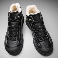 枫述冬季时尚雪地靴男士皮毛一体加厚加绒保暖鞋高帮马丁靴皮靴