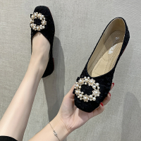 枫述悦迪朵单鞋女2022年新款春季平底网红豆豆鞋珍珠温柔风晚晚鞋