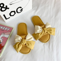 枫述悦迪朵室内家居拖鞋女外穿仙女风2022春秋季新款学生蝴蝶结一字棉拖平底