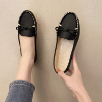 枫述悦迪朵白色护士鞋女2022年新款春季蝴蝶结软底豆豆鞋一脚蹬网红气质单鞋