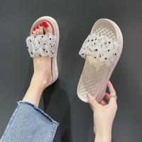 枫述悦迪朵懒人拖鞋女夏外穿2022年新款厚底松糕沙滩网纱波点凉拖百搭一字拖