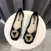 枫述悦迪朵仙女风方头复古平底鞋女2022春秋季新款网红软底豆豆鞋外穿女鞋潮