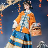 海棠私语丨柿柿如意明制过年汉服女冬方领补服竖领对襟马面裙全套