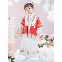 海棠私语草莓啵叽儿童汉服原创冬季半袖对襟马面裙套装