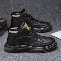 苏芈男鞋子秋冬季2021年新款黑色百搭中帮休闲马丁鞋户外工装潮鞋