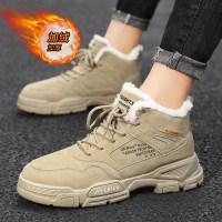 苏芈马丁靴男高帮秋冬季英伦工装内增高潮鞋东北加绒保暖棉鞋劳保