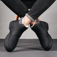 苏芈雪地靴男秋冬季加绒保暖皮毛一体棉鞋东北户外防雪马丁靴