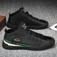 苏芈欧洲站夏秋季潮鞋男鞋百搭黑色皮鞋秋季厨师潮流工作板鞋豆豆一脚蹬