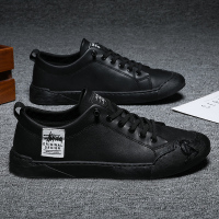 苏芈厨师鞋男厨房防水皮鞋板鞋小黑豆豆潮鞋2021年新款春秋季休闲