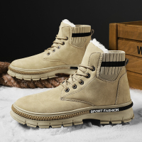 苏芈2021新款冬季马丁靴男士潮流百搭加绒保暖韩版工装雪地靴高帮潮靴