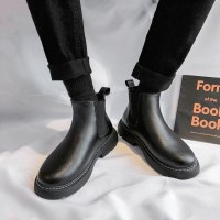 苏芈切尔西靴男春秋季高帮皮鞋黑色马丁靴中帮皮靴子韩版百搭男鞋