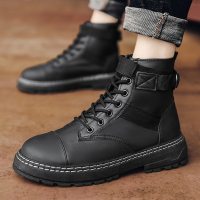 苏芈冬季高帮马丁靴男英伦风工装靴韩版潮流黑色机车皮靴百搭帅气
