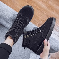 苏芈冬季马丁靴男加厚保暖东北高帮雪地靴复古厚底工装棉靴潮