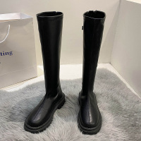 苏芈白色长筒靴女2021年新款春秋单款厚底秋季高筒长靴骑士瘦瘦马丁靴