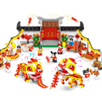 新疆西藏专链ORSIM奥森 SY1478中国风年夜饭舞狮庙会四合院街景拼