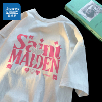 真维斯短袖t恤女潮牌韩版ins风甜辣上衣2022夏季新款宽松纯棉半袖