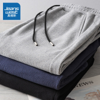 真维斯裤子男夏季宽松百搭五分短裤男士沙滩裤运动休闲华夫格中裤