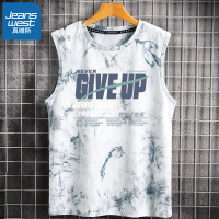 真维斯扎染无袖t恤男夏季纯棉oversize大码汗衫潮流韩版宽肩背心