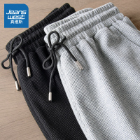 真维斯华夫格短裤夏季男宽松大码直筒五分中裤美式潮牌男士大裤衩