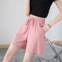 真维斯跑步短裤女五分裤夏季学生韩版宽松百搭潮流休闲裤粉冰丝裤