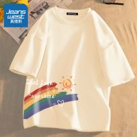 真维斯短袖t恤女纯棉2022夏季新款ins潮宽松时尚初中生中学生体恤