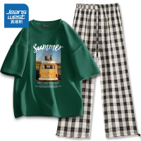 真维斯日系遮肉短袖t恤女盐系少女感穿搭套装高级感夏装两件套潮