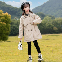 小白熊女童棉服冬装加绒加厚儿童棉袄中大童棉衣中长款韩版外套