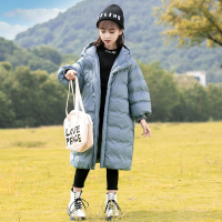 小白熊女童羽绒服长款韩版男女童加厚过膝中长款洋气羽绒外套潮