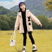 小白熊女童棉服冬装加绒加厚洋气儿童棉袄中大童棉衣中长款外套潮