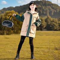 小白熊女童棉服冬季加厚外套2021新款洋气棉衣中大童连帽外套