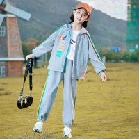 小白熊女童套装2021新款秋装女孩加厚开衫网红秋冬儿童运动两件套