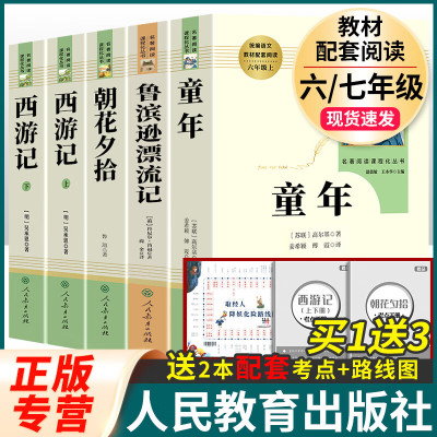 童年鲁滨逊漂流记西游记朝花夕拾六年级上册下册高尔基七年级课外阅读名著原著完整人教版和中