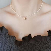 中号珍珠 温柔精致优雅~金色小桃心天然珍珠锁骨链爱心天然珍珠项链时尚搭