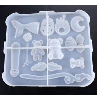 镜面多规格小熊鱼尾模具 DIY手工水晶滴胶模具热熔胶模具 多规格动物镜面硅胶模具套装