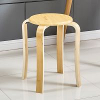原木色特价款45cm 实木凳子时尚创意客厅小椅子家用高圆凳简约软面餐桌板凳成人餐椅