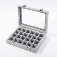 小灰24格箱(单扣) 首饰盒耳环收纳盒简约大容量项链耳钉戒指放饰品盒子展示架ins风