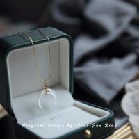 14K包金蛇骨链(不掉色) 小范仙品牌珍珠贝母月亮项链女14K包金ins小众设计不褪色轻奢吊坠