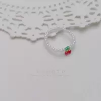 白色樱桃 戒指 夏季小樱桃女戒指手链套装儿童可爱风闺蜜戒指ins小众设计手工diy