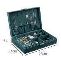 麂皮绒轻奢单层大号 28*19*7 大容量多层高档奢华手饰品首饰盒耳钉耳环项链耳饰品展示架收纳盒