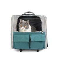 绿色双肩款 适合16斤猫咪12斤狗狗以下使用 猫包外出便携透气拉杆箱猫咪狗狗外出旅行可折叠双肩背包宠物用品