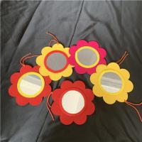 黄色太阳花+黄色包边 镜片直径12CM 亚克力镜子安全镜子婴儿宝宝哈哈镜镜子玩具镜太阳花早教认知镜子