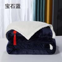 [多功能毛毯]-宝石蓝 100*100cm 多功能贝贝绒毯双层加厚冬季休闲绒毯被单人休闲毯双人毛毯被