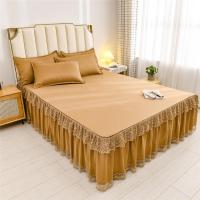 驼色[蕾丝款床裙] 90x200cm床[单件床裙] 床罩韩版防滑单件床裙床单床套床笠床单床垫子席梦思保护套