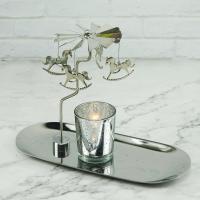木马(银色) 走马灯旋转烛台套装浪漫烛光晚餐道具香薰蜡烛托盘摆件送女生礼物