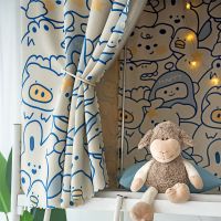 [加厚]快乐动物园(不带纱) 1.2米高[1片围正面] 学生床帘宿舍上铺遮光下铺女蚊帐一体式加厚简约寝室日系床幔少女