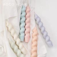 奶白(两支) 烛台长杆蜡烛彩色扭扭螺纹枝形无香原创设计家居婚礼宴会生日装饰