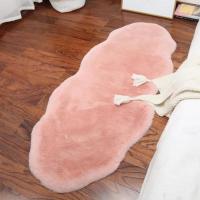 藕粉色(长兔毛) 50*50方形 地毯卧室短毛可睡可坐北欧不规则地毯垫仿兔毛地毯民宿装饰床边毯