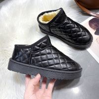 黑色 36 户外雪地靴女短筒皮靴子女棉鞋加绒加厚面包鞋保暖小短靴冬季女鞋